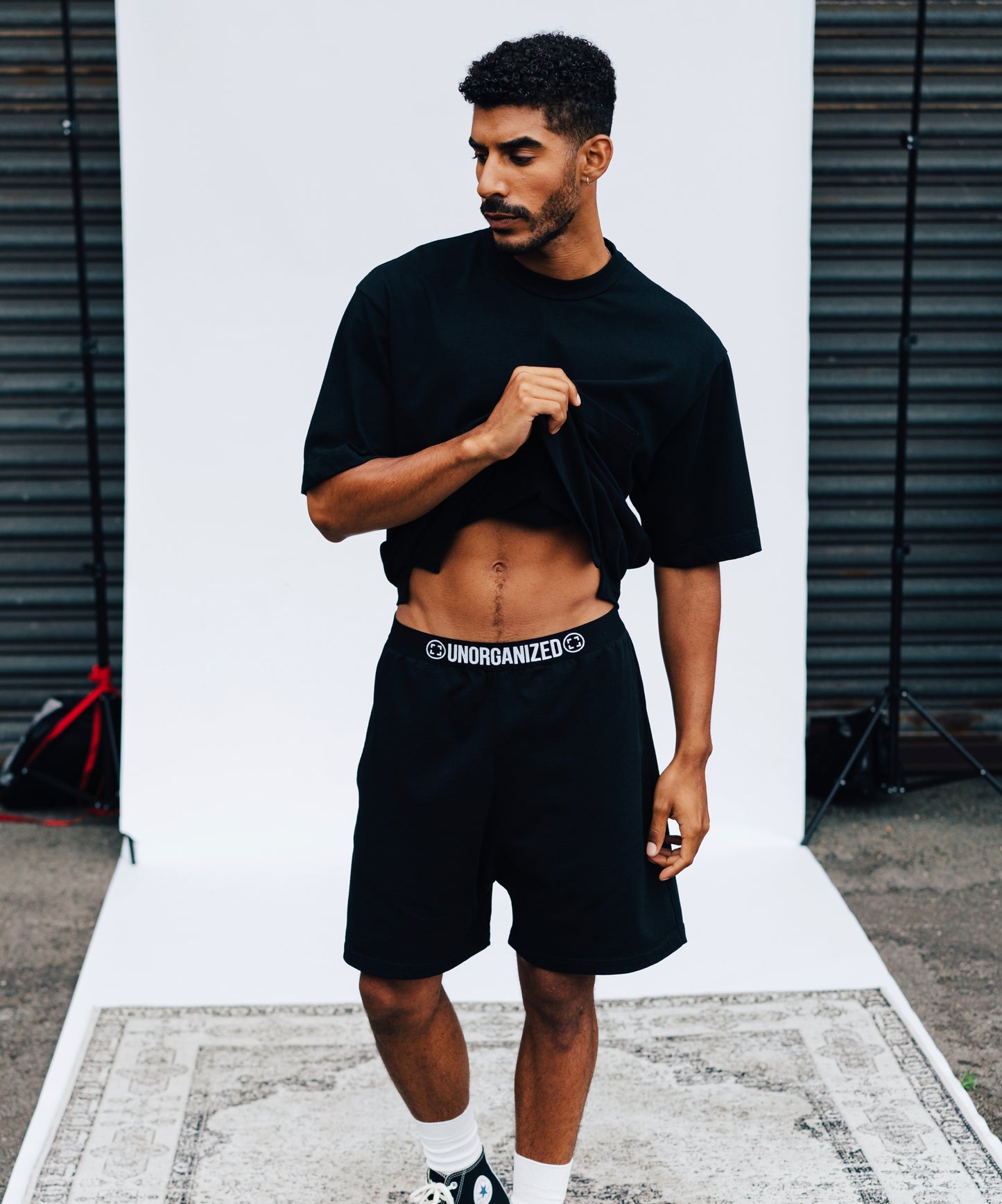 RELAXED WAISTBAND SHORTS “S1” BLACK