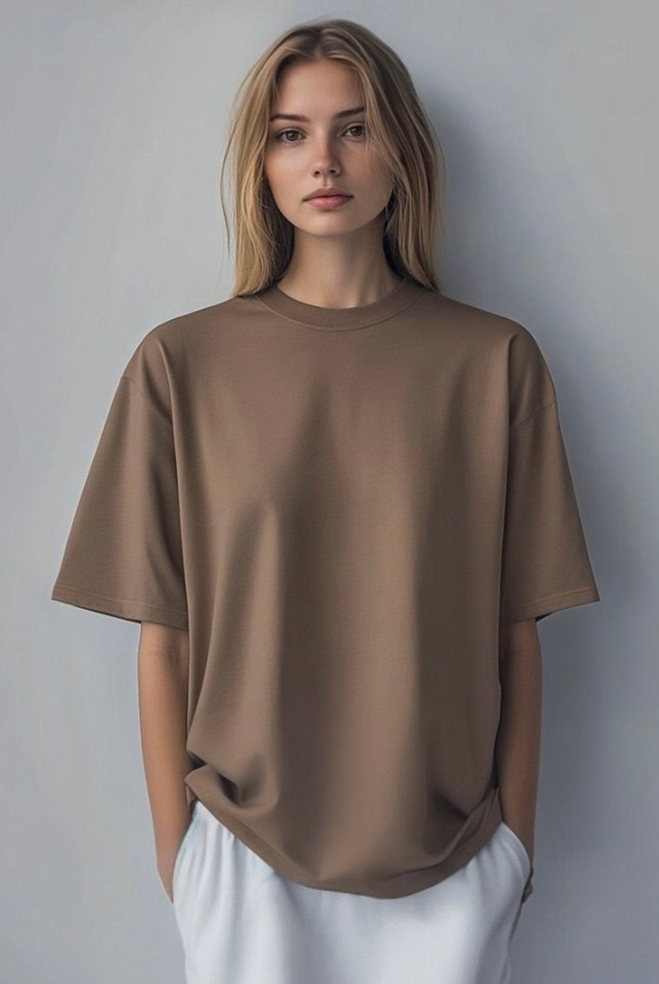 OVERSIZE COMFORT T-SHIRT “T15" TOFFEE BROWN