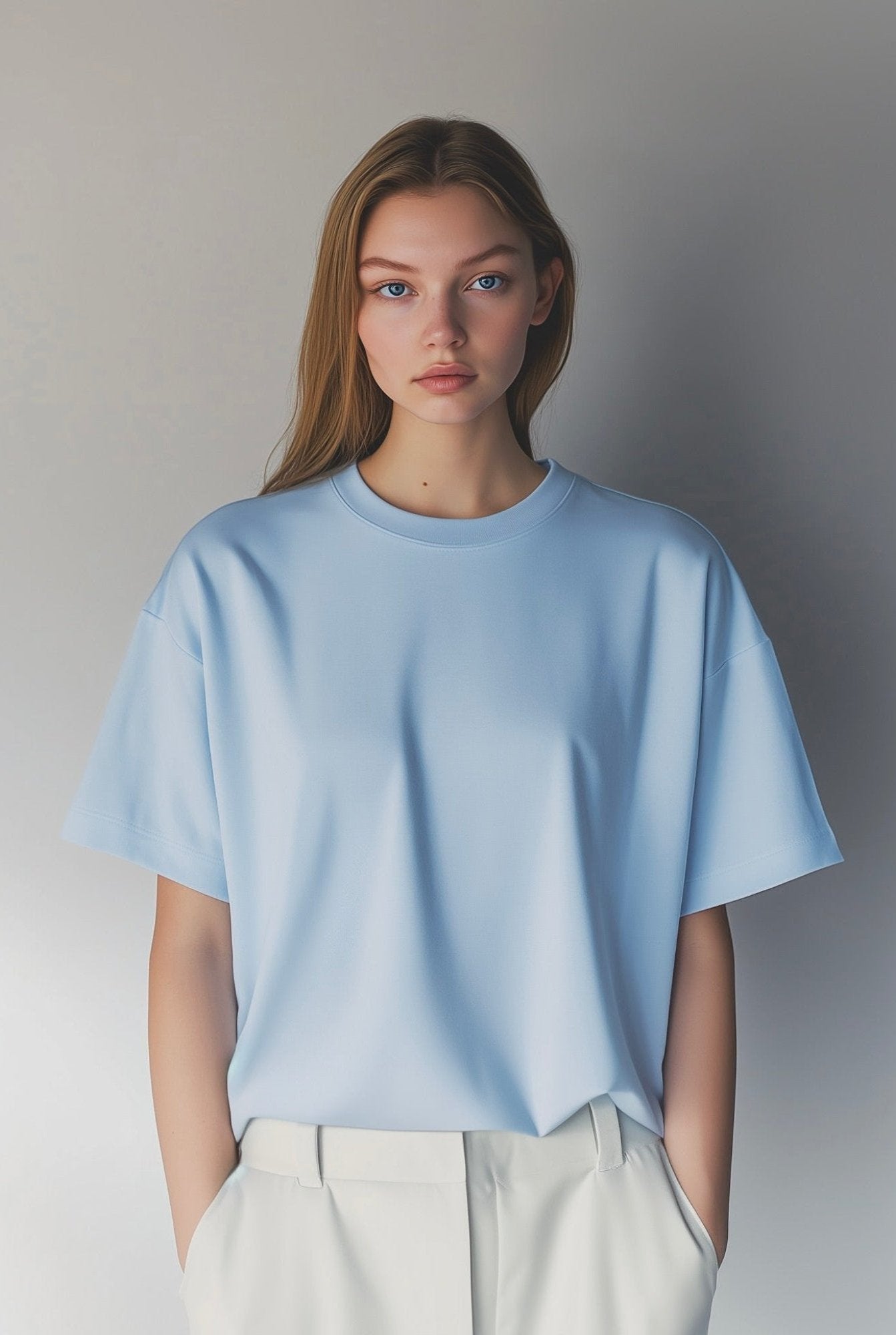 OVERSIZE COMFORT T-SHIRT “T15" LIGHT BLUE