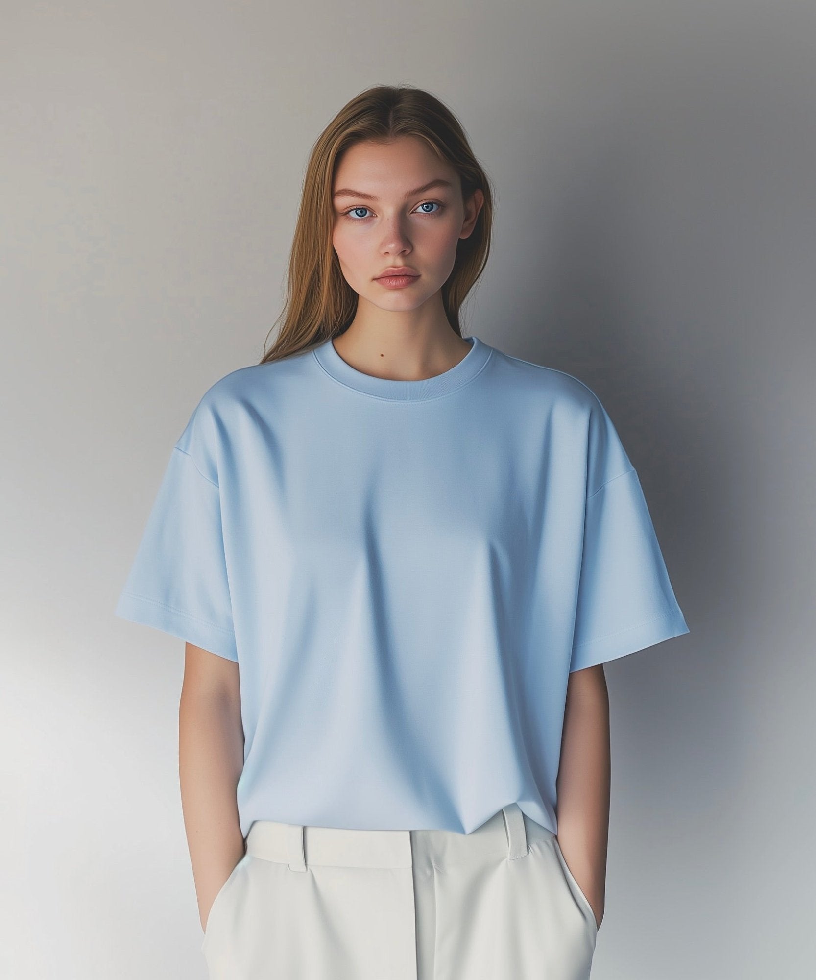 OVERSIZE COMFORT T-SHIRT “T15" LIGHT BLUE