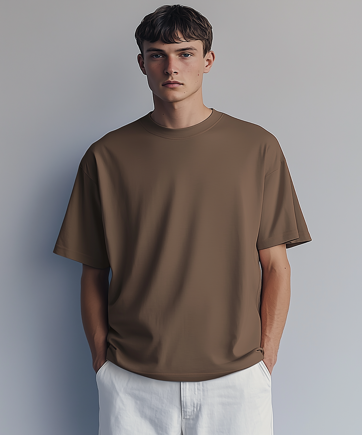 OVERSIZE COMFORT T-SHIRT “T15" TOFFEE BROWN