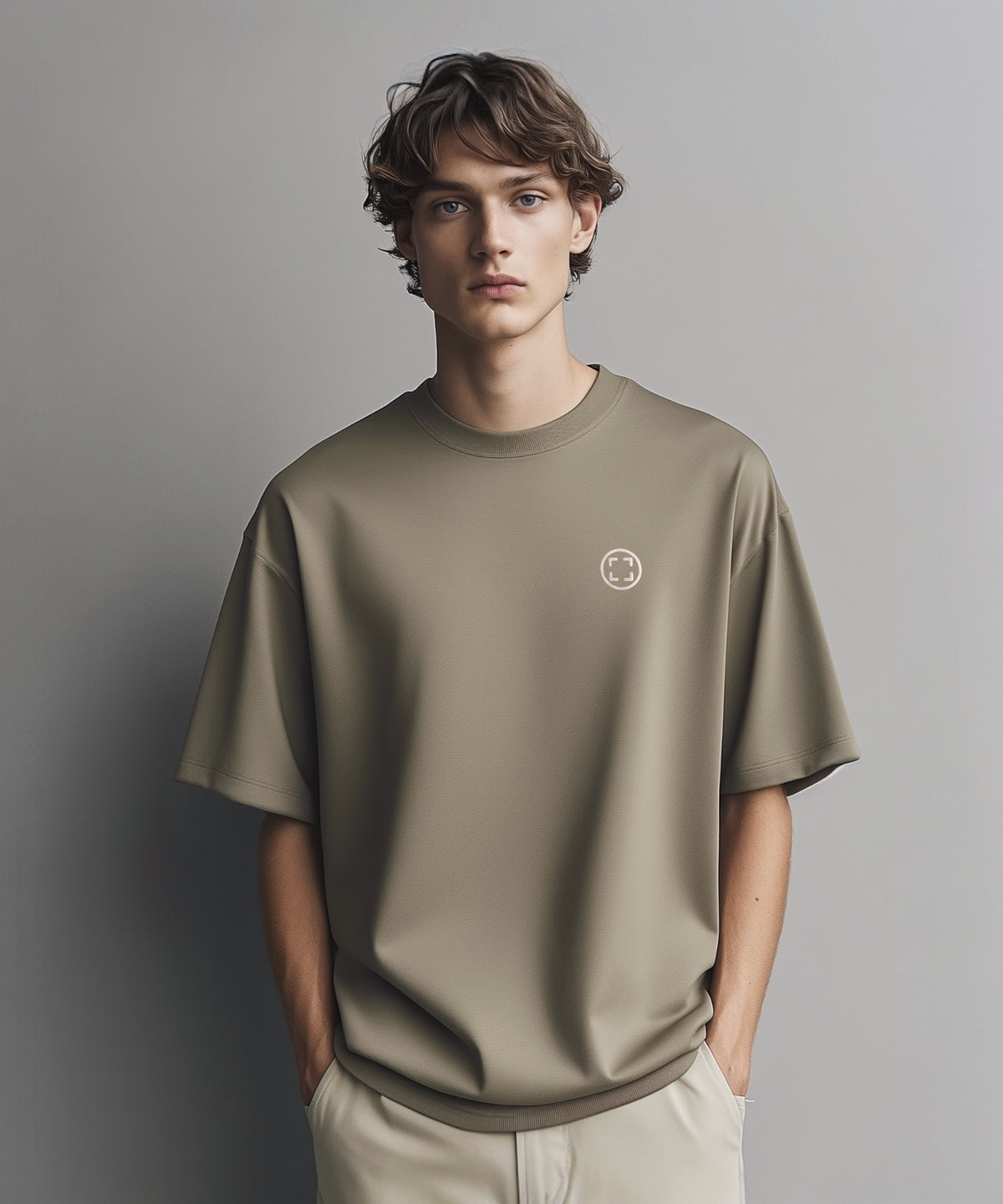 OVERSIZE LOGO T-SHIRT “T5" LIGHT KHAKI