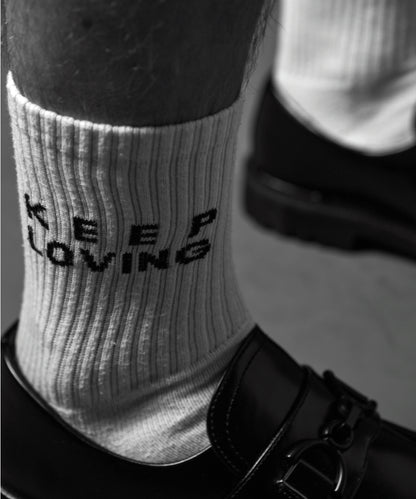 Premium Tennis Socken "KEEP LOVING" OFF-WHITE